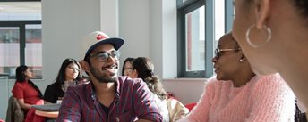 Students looking at module choice